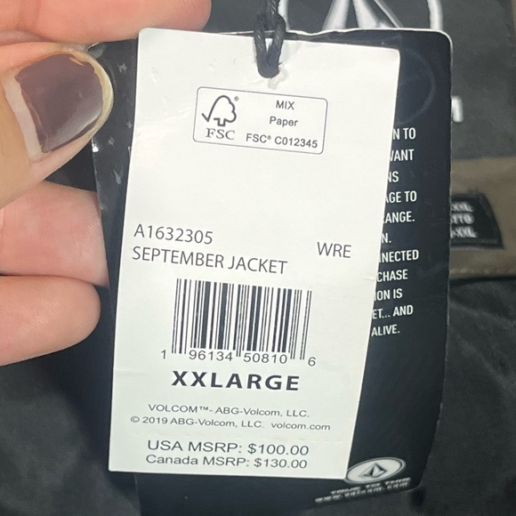 NWT Volcom Men XXL September Jacket Hoodie Gray Green ZipUp Layered Lined Skater - Picture 3 of 15